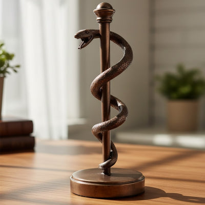 Æskulapstav-figur, gave til læge eller mediciner - 30 cm harpiks - MC-9634
