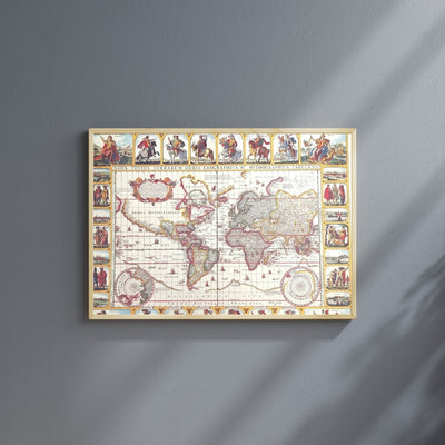 Historisk verdenskort Piscator 1652 r. - mål 56 x 45 cm - M1652