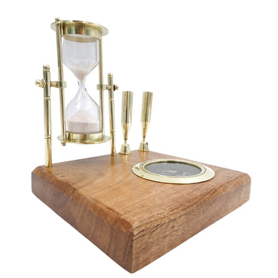 Retro skrivebordssæt - Timeglas Kompas og penneholdere - NC2618OP
