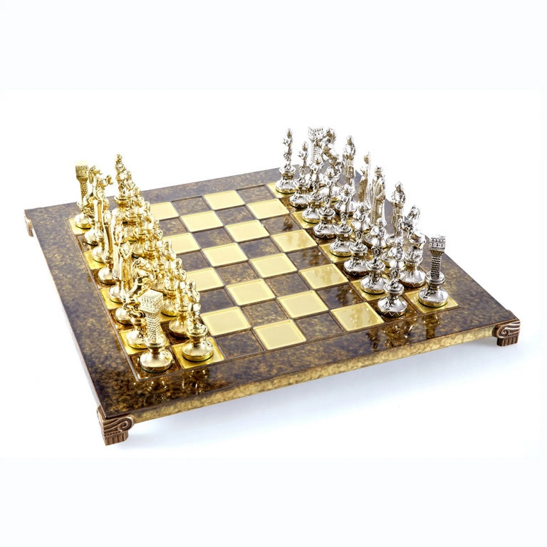 Stort eksklusivt skakspil – 36x36 cm – guld-sølv - Renæssance S9BRGS