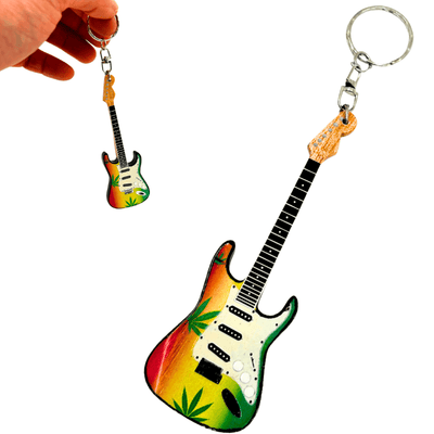 Nøglering guitar i stil med Bob Marley, reggae-gadget - EGK-0641