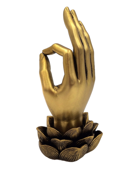 Gylden figur Buddhas hånd Mudra OM - yoga lotusblomst - 43724