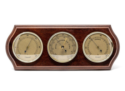 Fischer vejrstation - barometer hygrometer termometer - messing træ - 9176-22