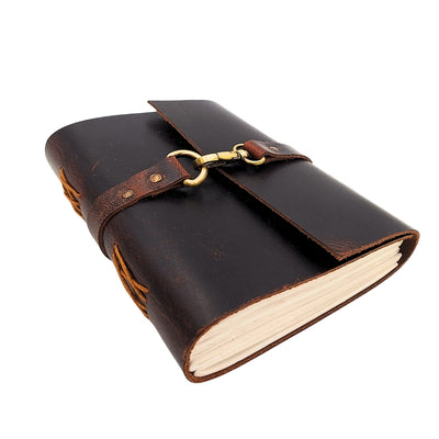 Elegant retro lædernotesbog 200 sider vintage - AH06