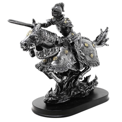 Figur af ridder på hest 31cm – håndmalet polyresin – MC-23152