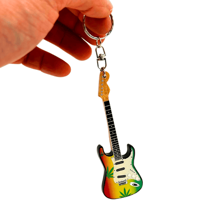 Nøglering guitar i stil med Bob Marley, reggae-gadget - EGK-0641