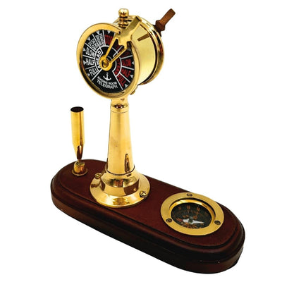 Elegant skrivebordssæt – maskintelegraf, kompas, penneholder – TT018