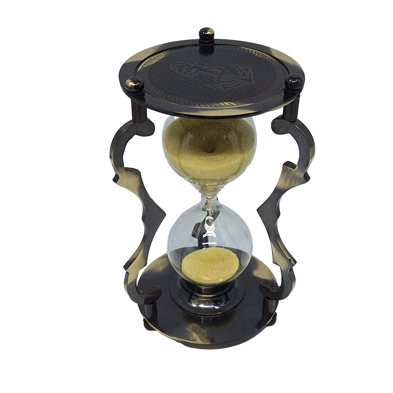 Elegant dekorativt timeglas i messing 5 min - NC2677