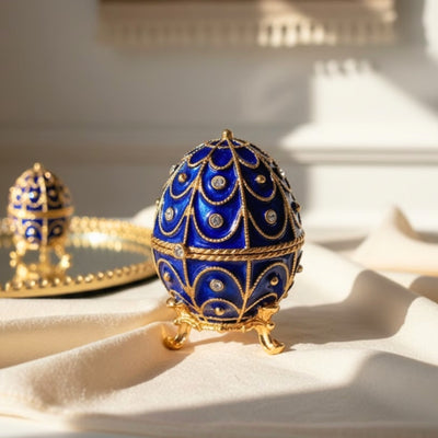 Eksklusivt metalskrin med krystaller - Fabergéæg - B0748-17 BL