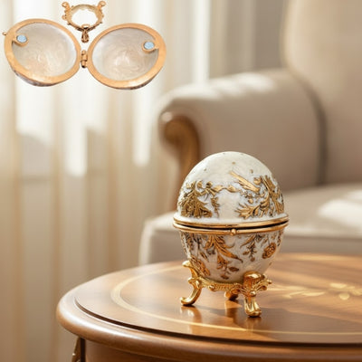Eksklusiv metallsmykkeskrin, Fabergé-æg med krystaller - B0794-00