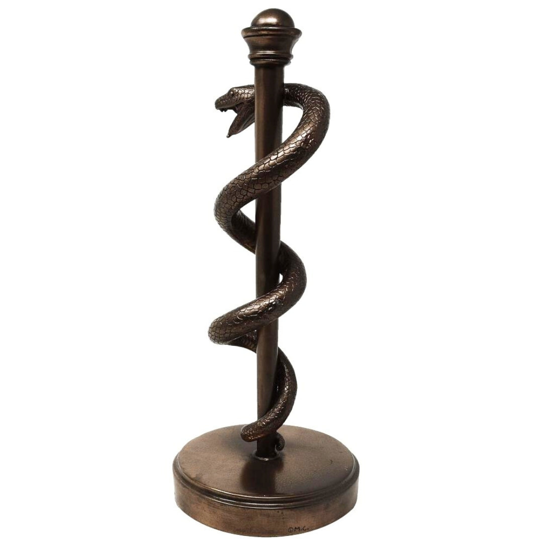 Æskulapstav-figur, gave til læge eller mediciner - 30 cm harpiks - MC-9634