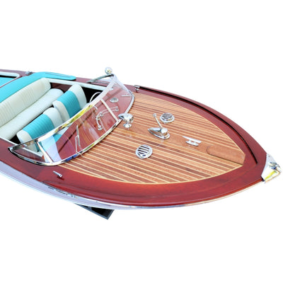 Eksklusiv model af Reeva Aquarama motorbåd 87cm - stor træmodel af klassisk italiensk motorbåd – 4P-90