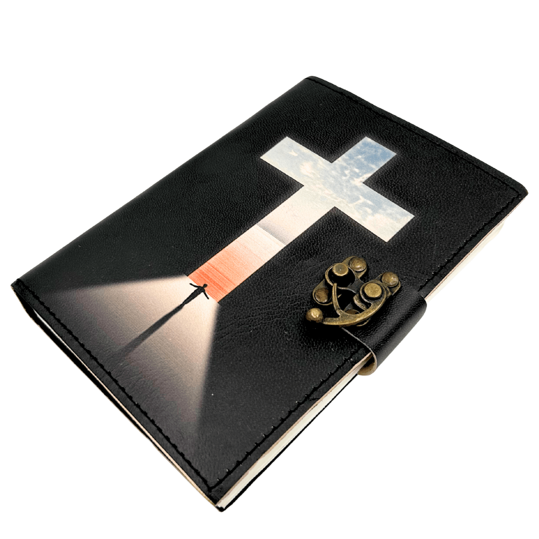 Lædernotesbog, religiøst kors - 200 sider - AH15