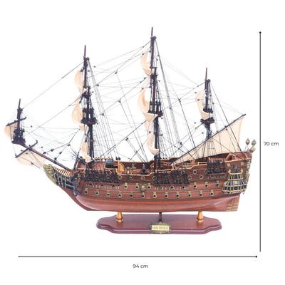 Eksklusiv stor model af sejlskibet HMS Prince 94cm med mulighed for personlig gravering