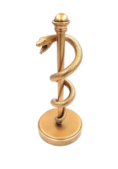 Gylden Æskulapstav 30cm - gave til læge, harpiks - MC-9634G