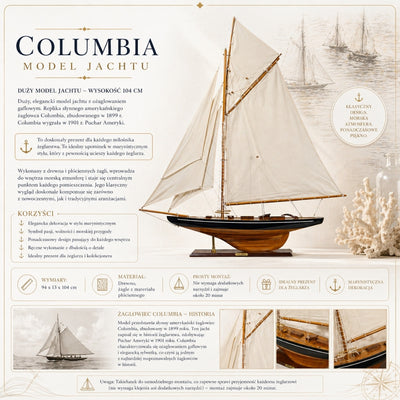 Stor model af yachten Columbia – Højde 104cm – COL
