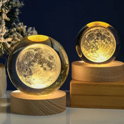 3D-glaskugle Måne - LED-natlampe USB - Gadget til skrivebord
 - KKS