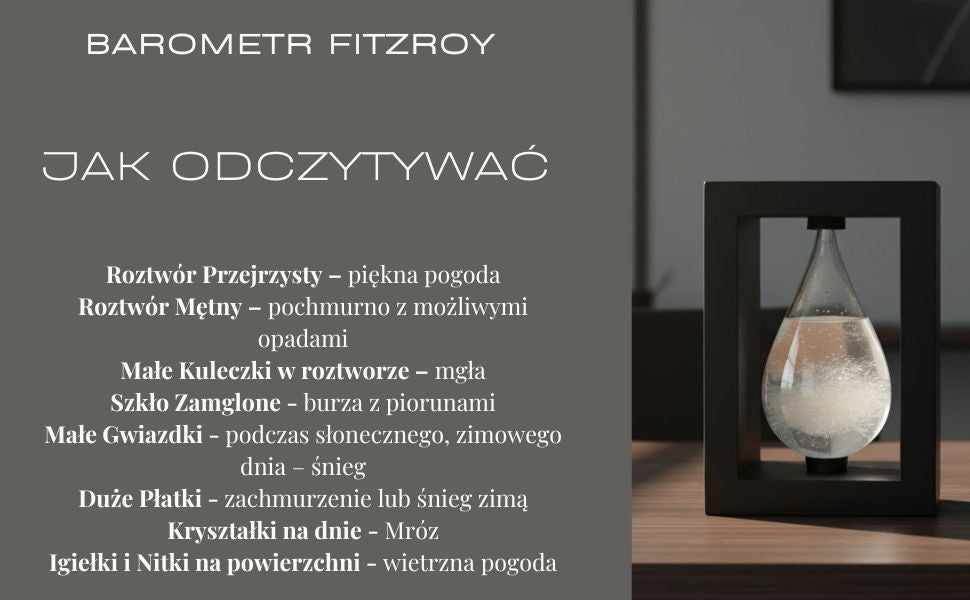 Fitzroys stormbarometer i træindfatning - dråbe Storm Glass – BAW1