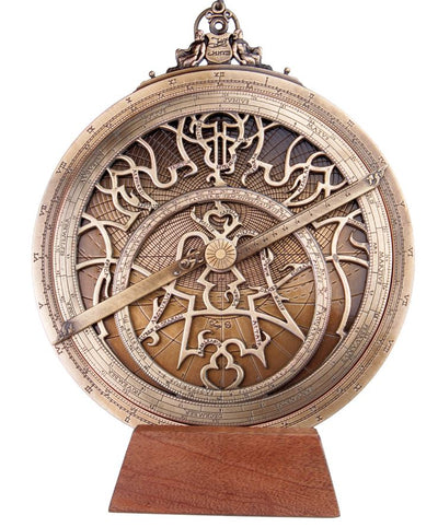 Stort europæisk astrolabium - diameter 20 cm - premiumgave til astronom eller sejler - H35