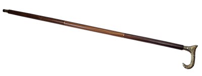Træstok med gyldent håndtag - foldbar - elegant gave med mulighed for personlig gravering - 91,5 cm, brun med messinghåndtag  