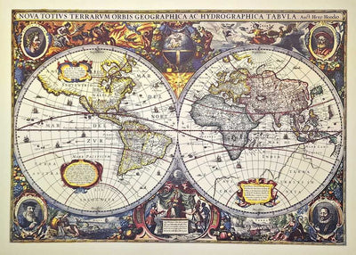 Verdenskort 1630 - J.Hondius reprint - M1630 - gave til historiker