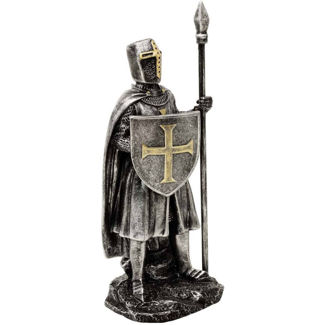 Figur af ridder med lanse 20 cm, polyresin - MC-23080