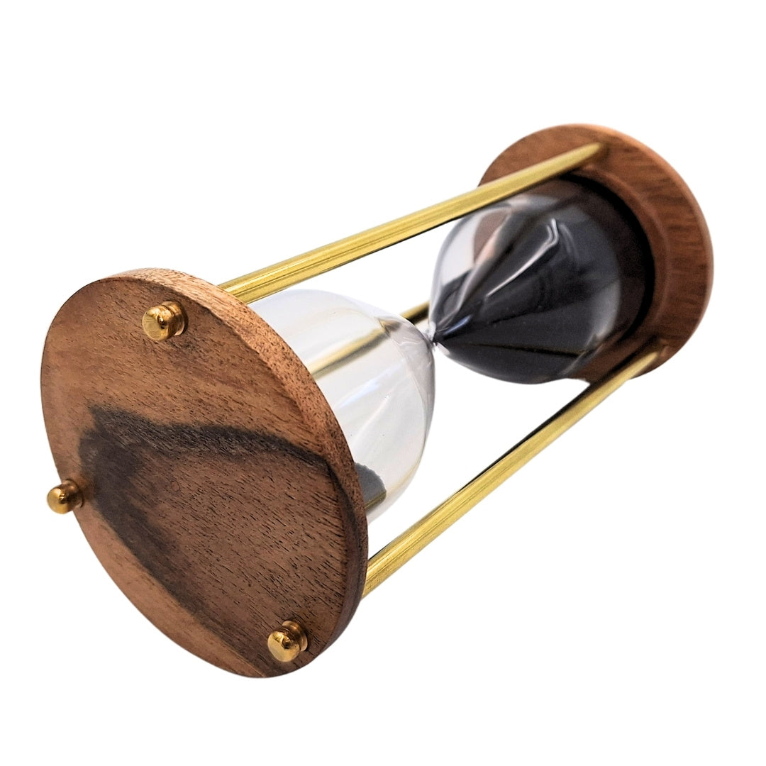 Timeglas i messing og træ – 5 minutter – Elegant retrodekoration – NC3012V