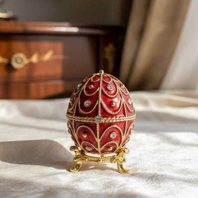 Eksklusivt metalskrin med krystaller - Fabergéæg - B0748-17 RD