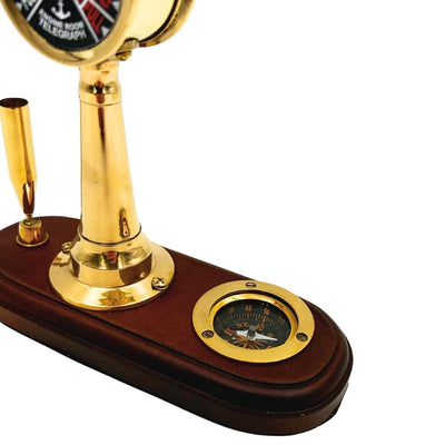 Elegant skrivebordssæt – maskintelegraf, kompas, penneholder – TT018