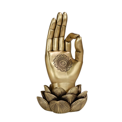 Gylden figur Buddhas hånd Mudra OM - yoga lotusblomst - 43724