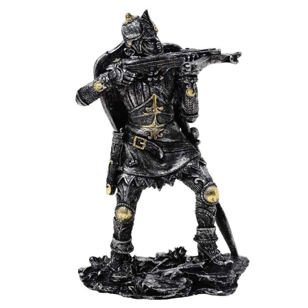 Figur af middelalderridder med armbrøst, 20cm, armbrøstskytte - retro gave - MC-23151