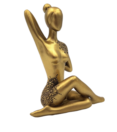 Yoga - gylden dekorativ figur – gave til yogaelskeren - 42721Y2