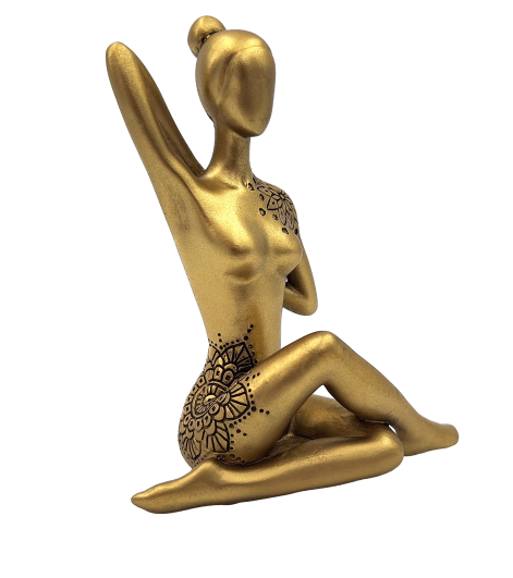 Yoga - gylden dekorativ figur – gave til yogaelskeren - 42721Y2