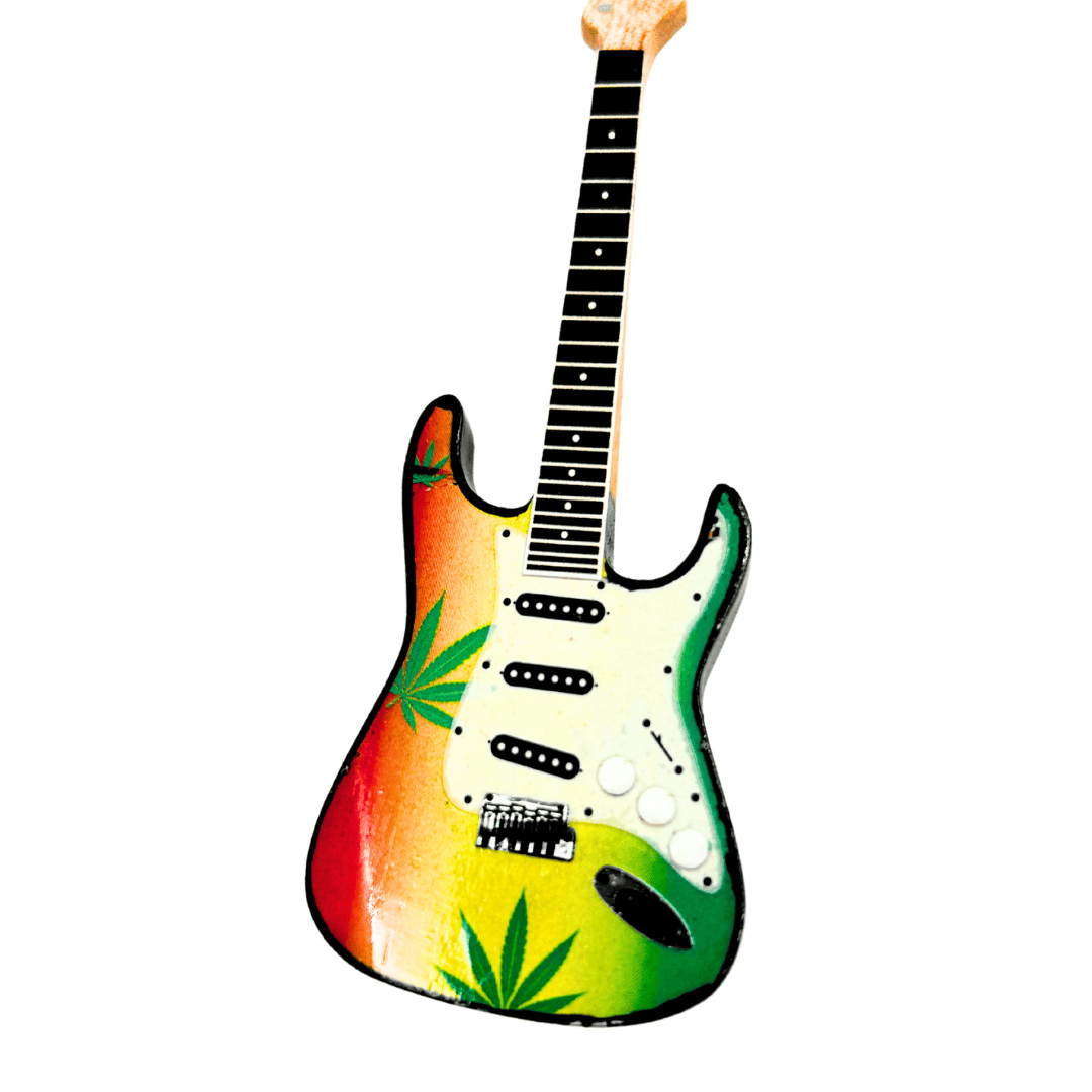 Nøglering guitar i stil med Bob Marley, reggae-gadget - EGK-0641
