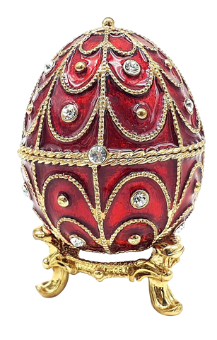 Eksklusivt metalskrin med krystaller - Fabergéæg - B0748-17 RD