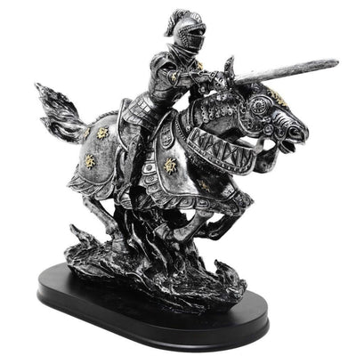 Figur af ridder på hest 31cm – håndmalet polyresin – MC-23152