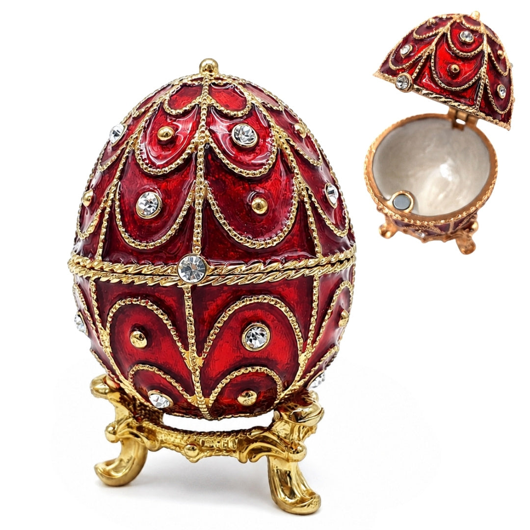 Eksklusivt metalskrin med krystaller - Fabergéæg - B0748-17 RD