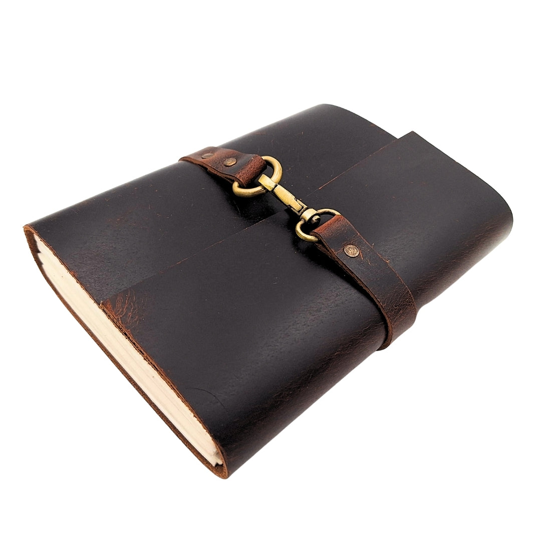Elegant retro lædernotesbog 200 sider vintage - AH06