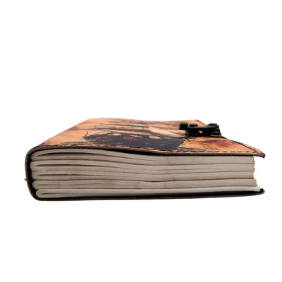 Maritim retro lædernotesbog med sejlskib - Gave til sejler – AH11