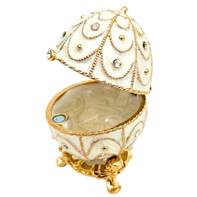 Eksklusiv metallsmykkeskrin, Fabergé-æg med krystaller - B0748-17WH