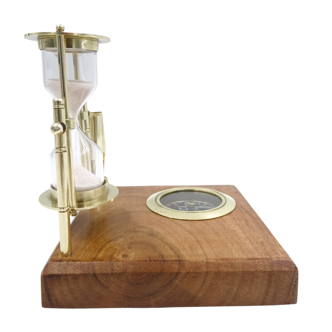 Retro skrivebordssæt - Timeglas Kompas og penneholdere - NC2618OP