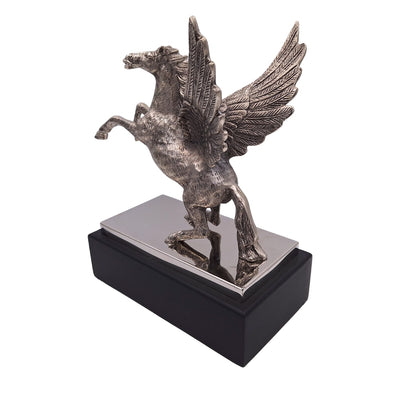 Pegasus - dekorativ aluminiumsfigur på stål- og træfod - NI9935