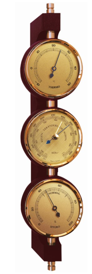 Eksklusiv vejrstation Fischer - barometer, hygrometer, termometer - messing, mahogni – 7894-22