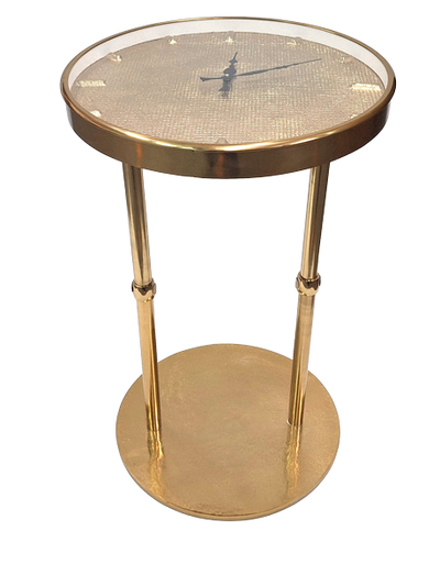 Guld metalbord i glamour-stil med ur – Smuk dekoration – 1056A