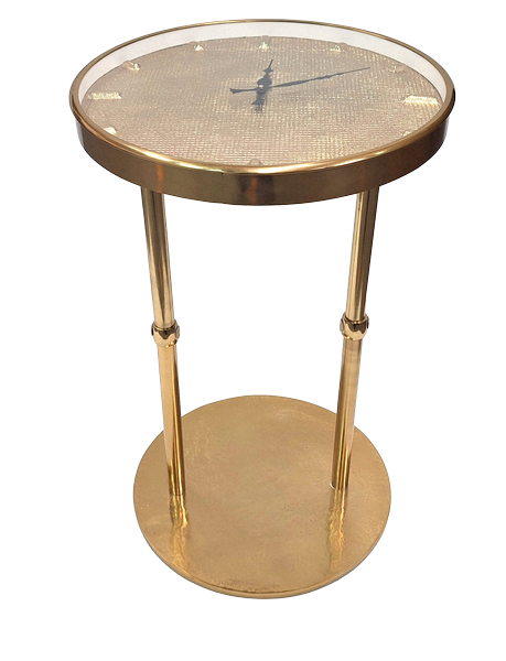 Guld metalbord i glamour-stil med ur – Smuk dekoration – 1056A