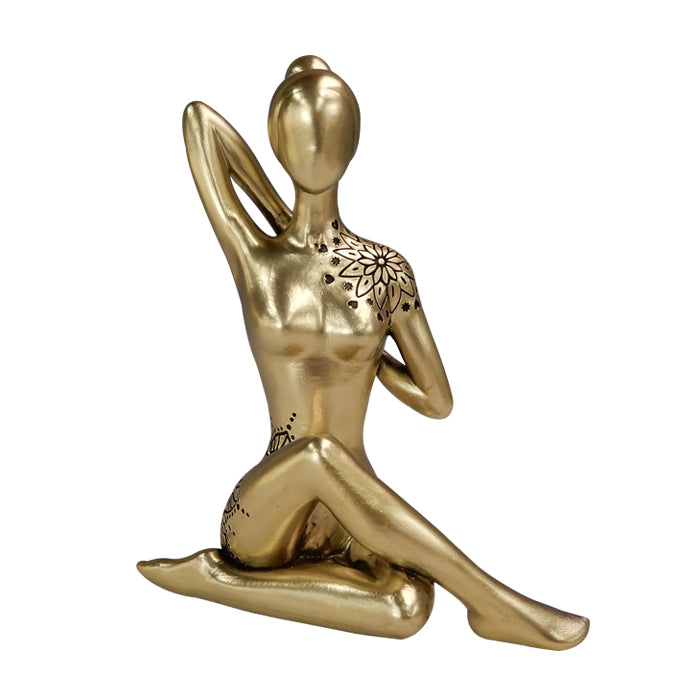 Yoga - gylden dekorativ figur – gave til yogaelskeren - 42721Y2