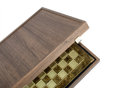 Stort eksklusivt skakspil – 36x36 cm – guld-sølv - Renæssance S9BRGS