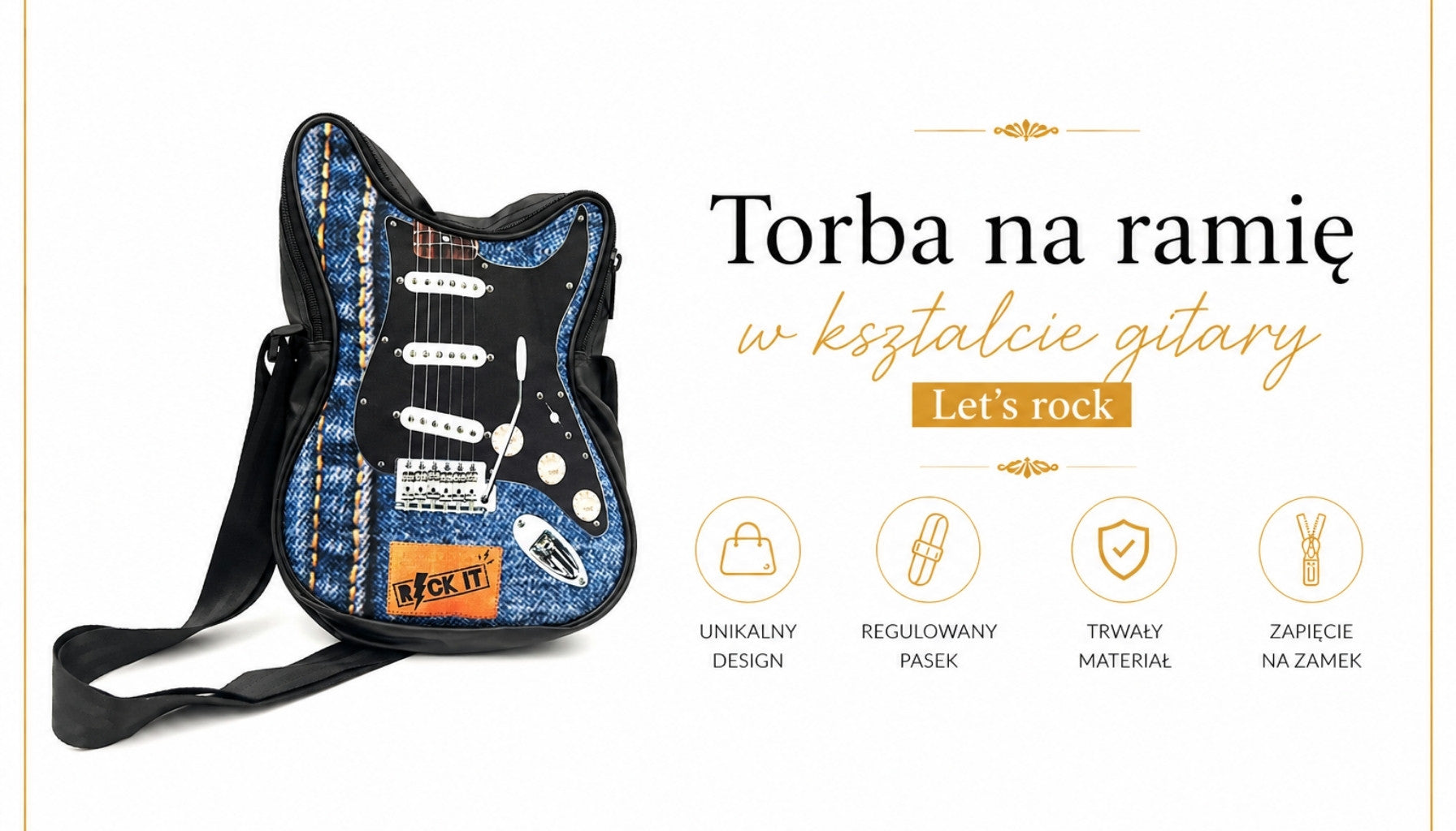 Skuldertaske formet som en guitar Let’s rock – RBG-019