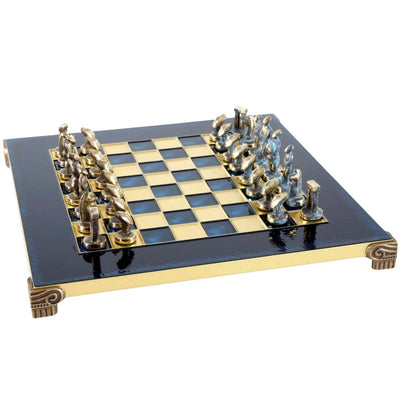Luksuriøst Cycladic-metalskakspil 28x28cm - S22B