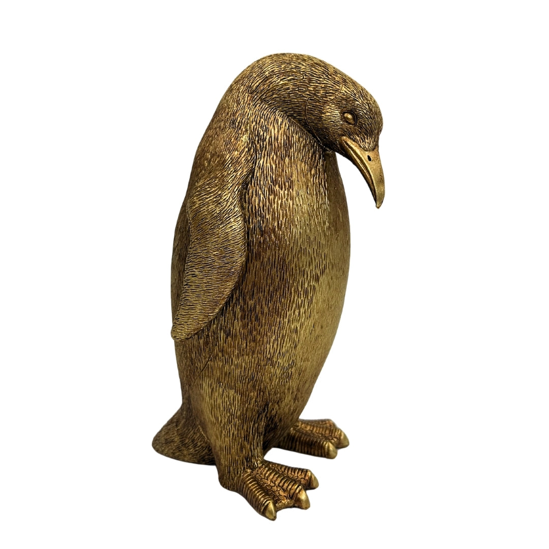 Dekorativ figur, gylden pingvin, højde 20,5 cm – 3989FJZ
